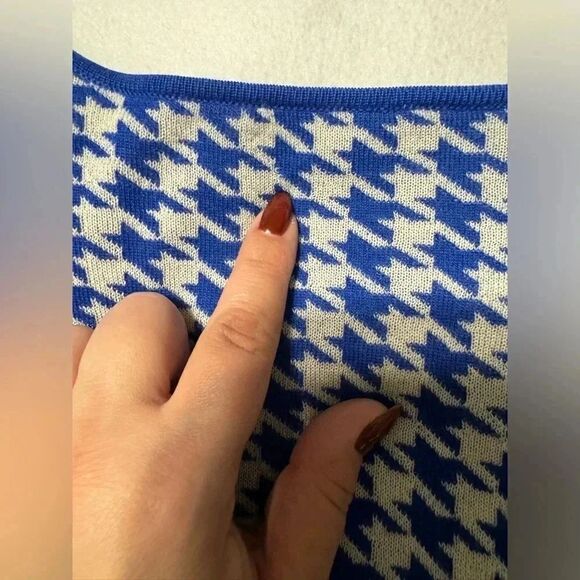 Kier + J 100% Cashmere Sweater | Blue and White Houndsthooth print | Size xl - Picture 11 of 11